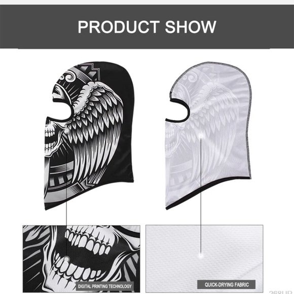 Tactical Skull Ghost Printed Full Face Mask Balaclava Halloween Ski Motorcycle - Picture 5 of 6